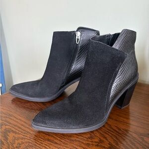 Dolce Vita Black Suede & Textured Heel Ankle Booties